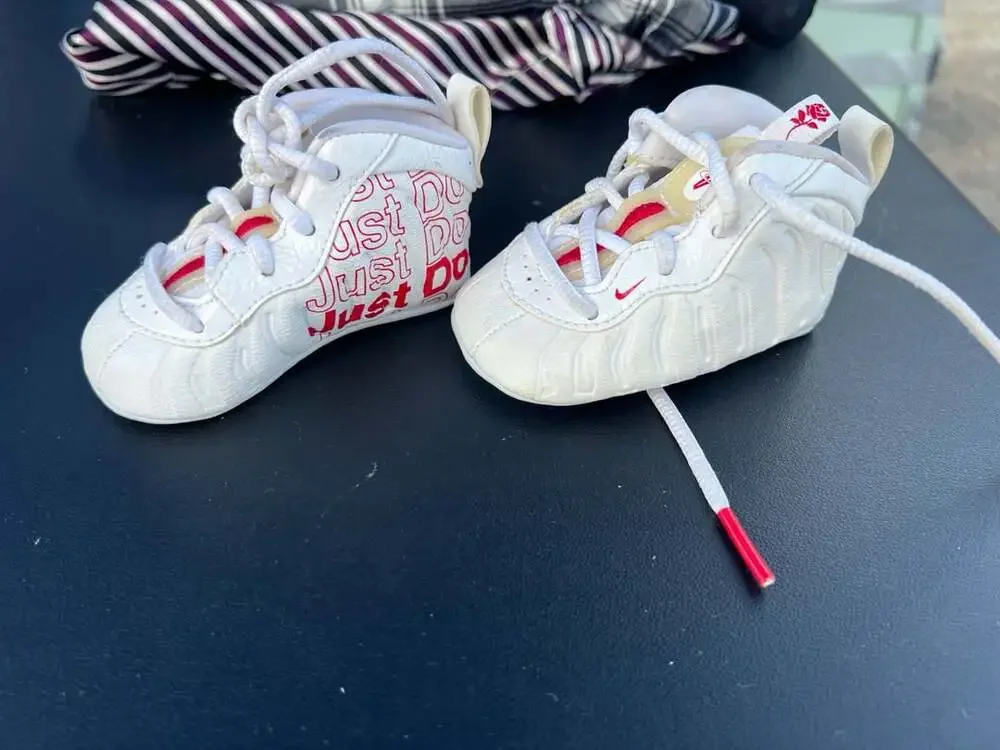 Nike Little Posite One TD Bodega Rose White Red Crib Bootie Baby Shoes